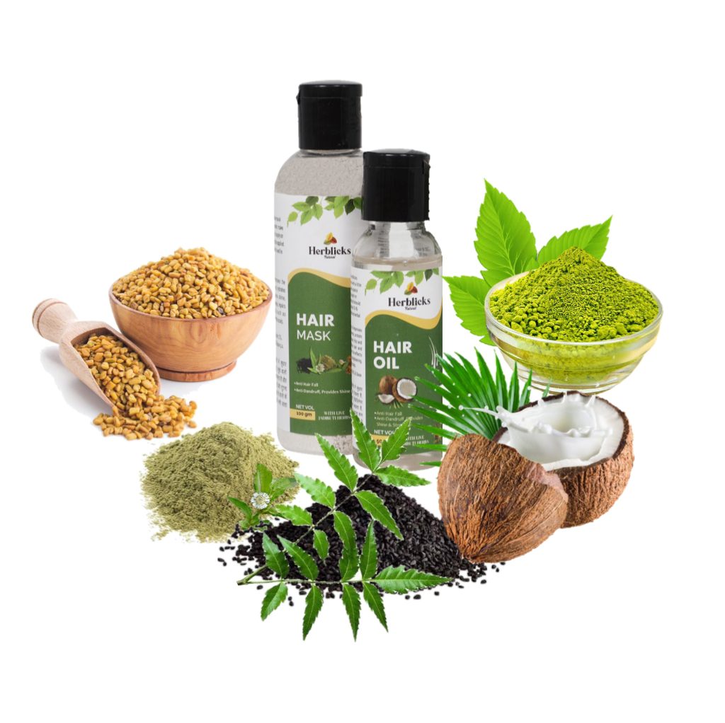 Herblicks Hair mask & Oil After using the hair mask, you will notice that the hair mask makes the hair dry. Don't worry, It first removes dandruff and dust sloppy, So that's why its dry the hair. (The Hair mask use one to two days in a week)